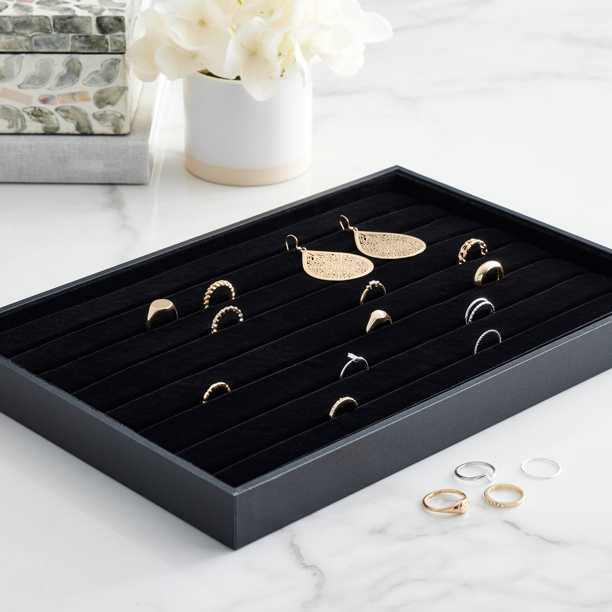 Black Velvet Ring Display Tray by Bead Landing™